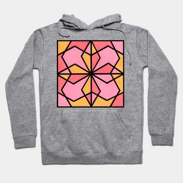 Pink Coral Peach Geometric Abstract Acrylic Painting Hoodie by abstractartalex